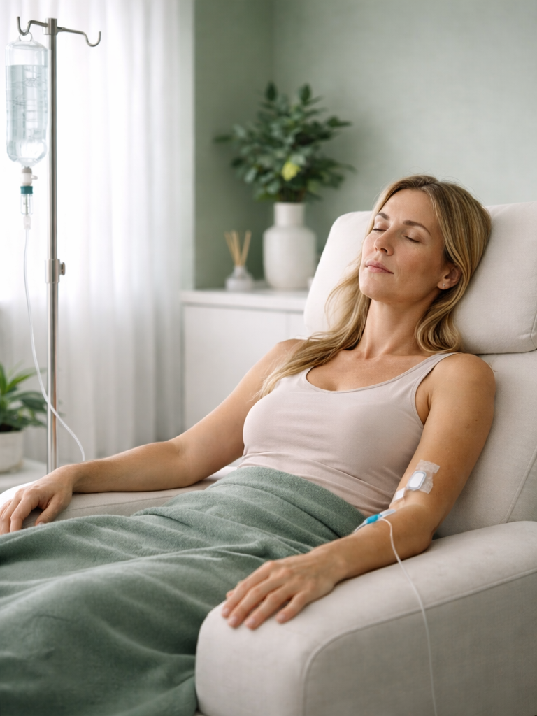 Paciente relajado en terapia intravenosa
